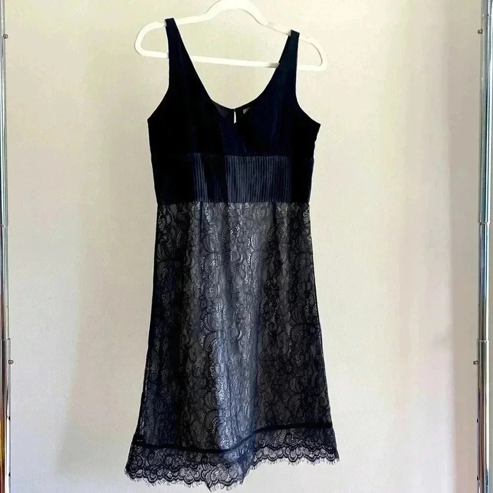 Moulinette Soeurs Anthropologie Black Lace Cocktail Dress Size 6